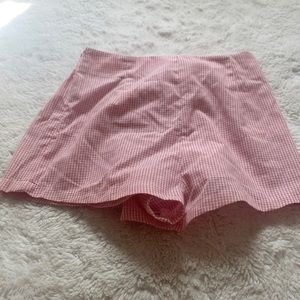 Pink and white striped shorts